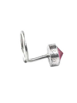 Priyaasi Women Sterling Silver Ruby Stone Studded Pierced Nose Pin - Distacart