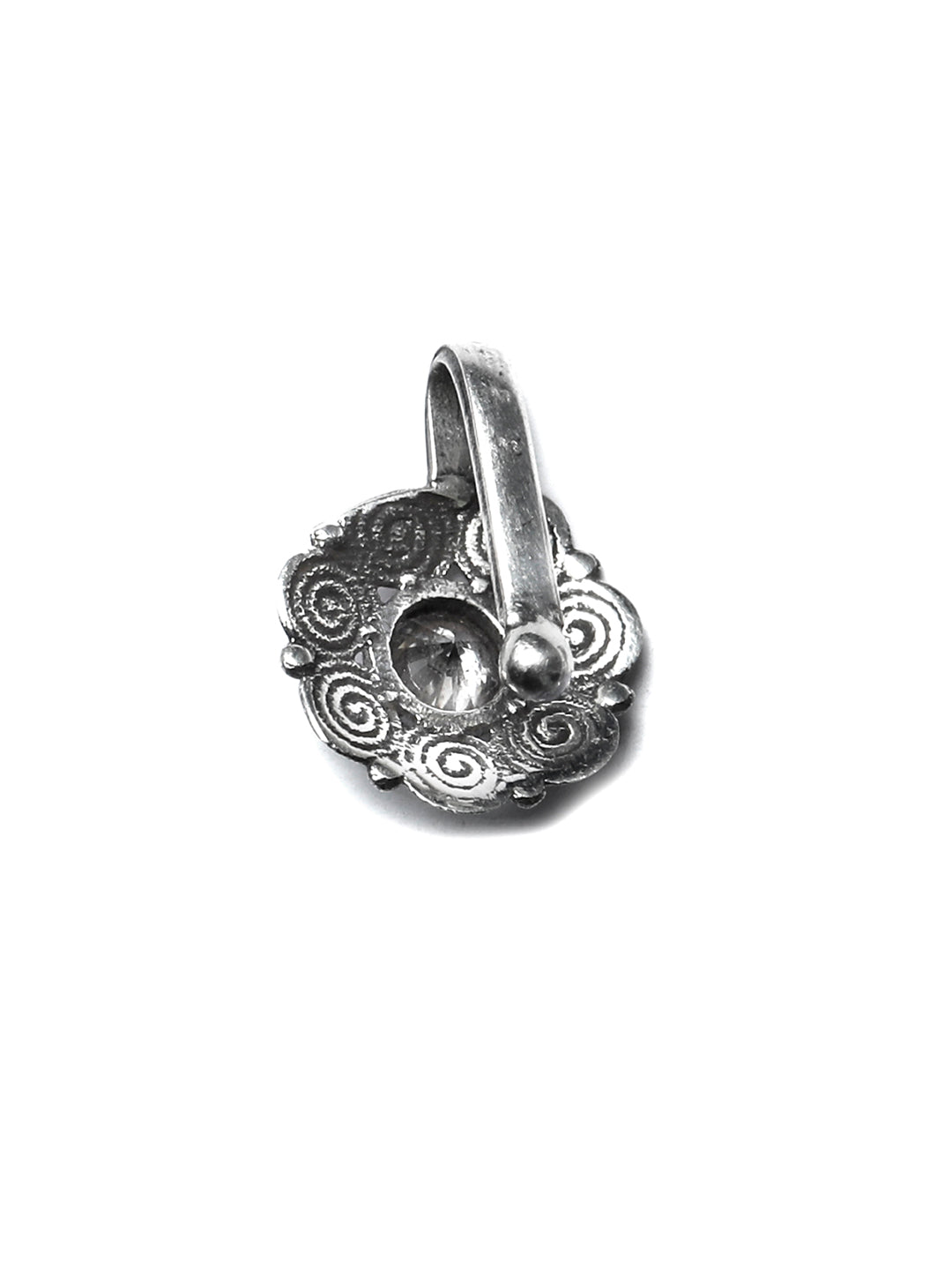 Priyaasi Women Oxidised Silver Stone Studded Floral Nose Pin - Distacart