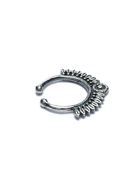 Thumbnail for Priyaasi Women Oxidised Silver Tribal Floral Septum Nose Ring - Distacart