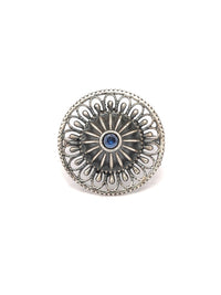 Thumbnail for Priyaasi Women Mandala Oxidised Silver Ring with Blue Stone - Distacart