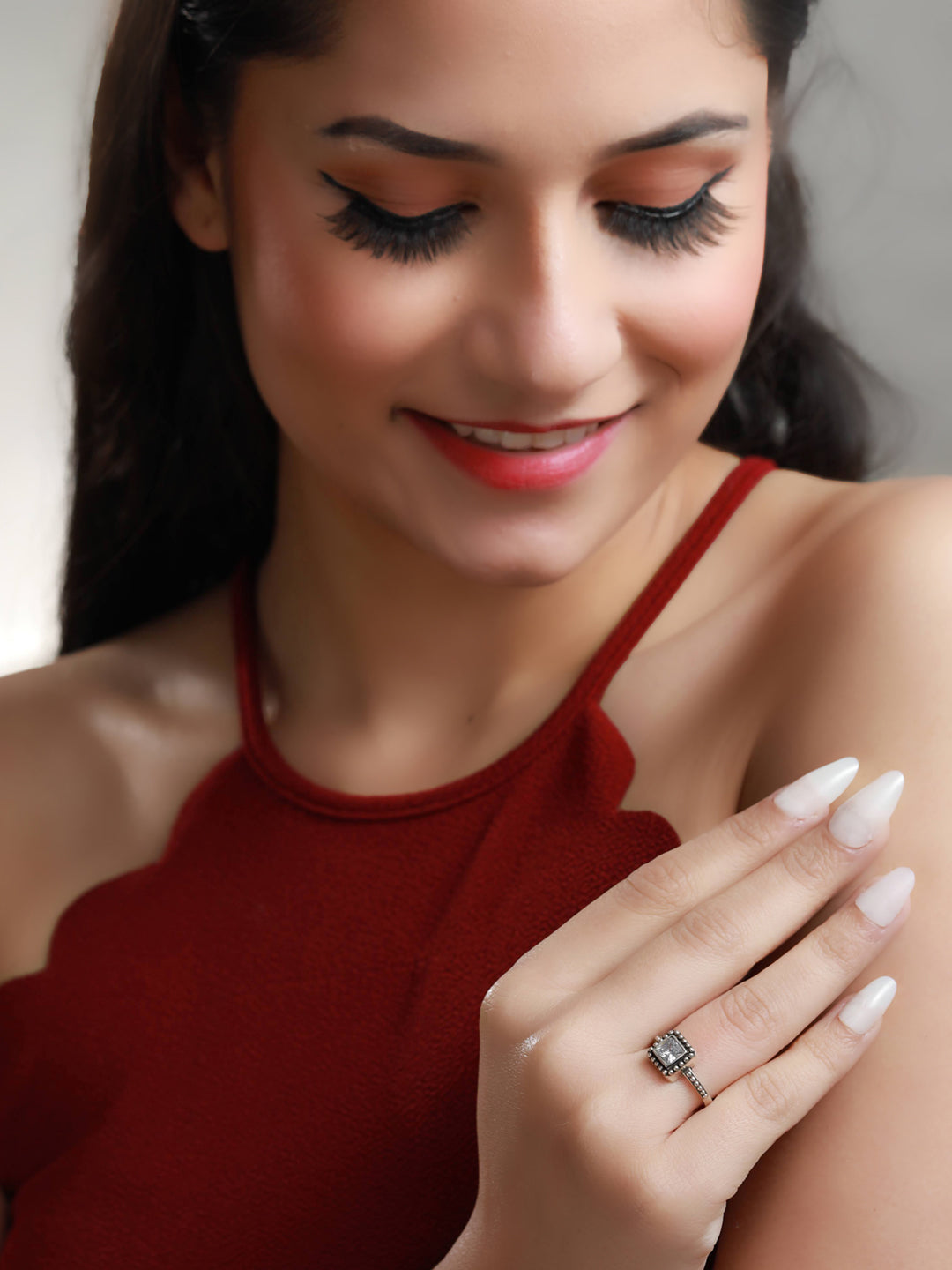 Priyaasi Women Oxidised Silver Solitaire Ring - Distacart
