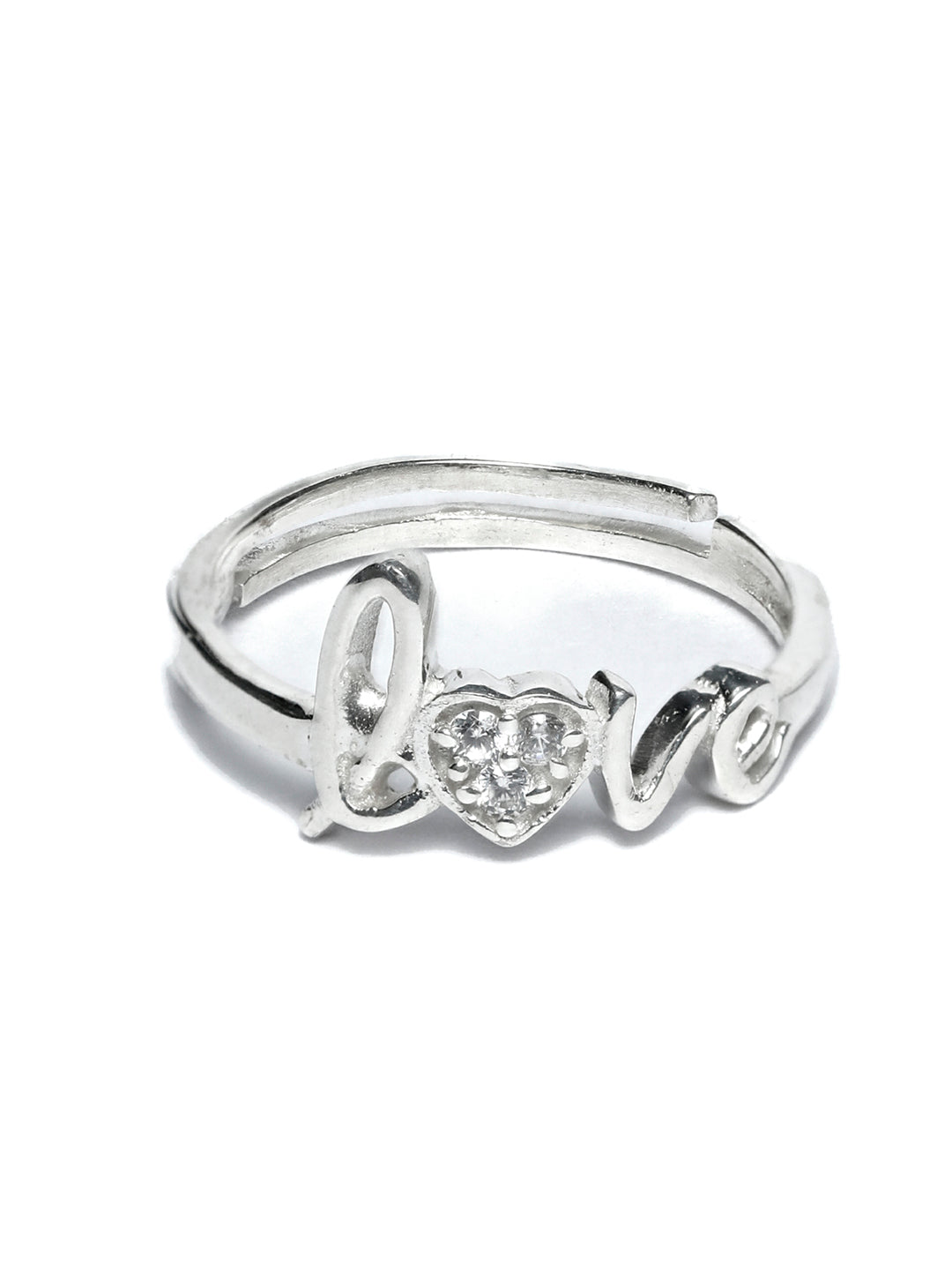 Priyaasi Women Sterling Silver Stone Studded Love Ring - Distacart
