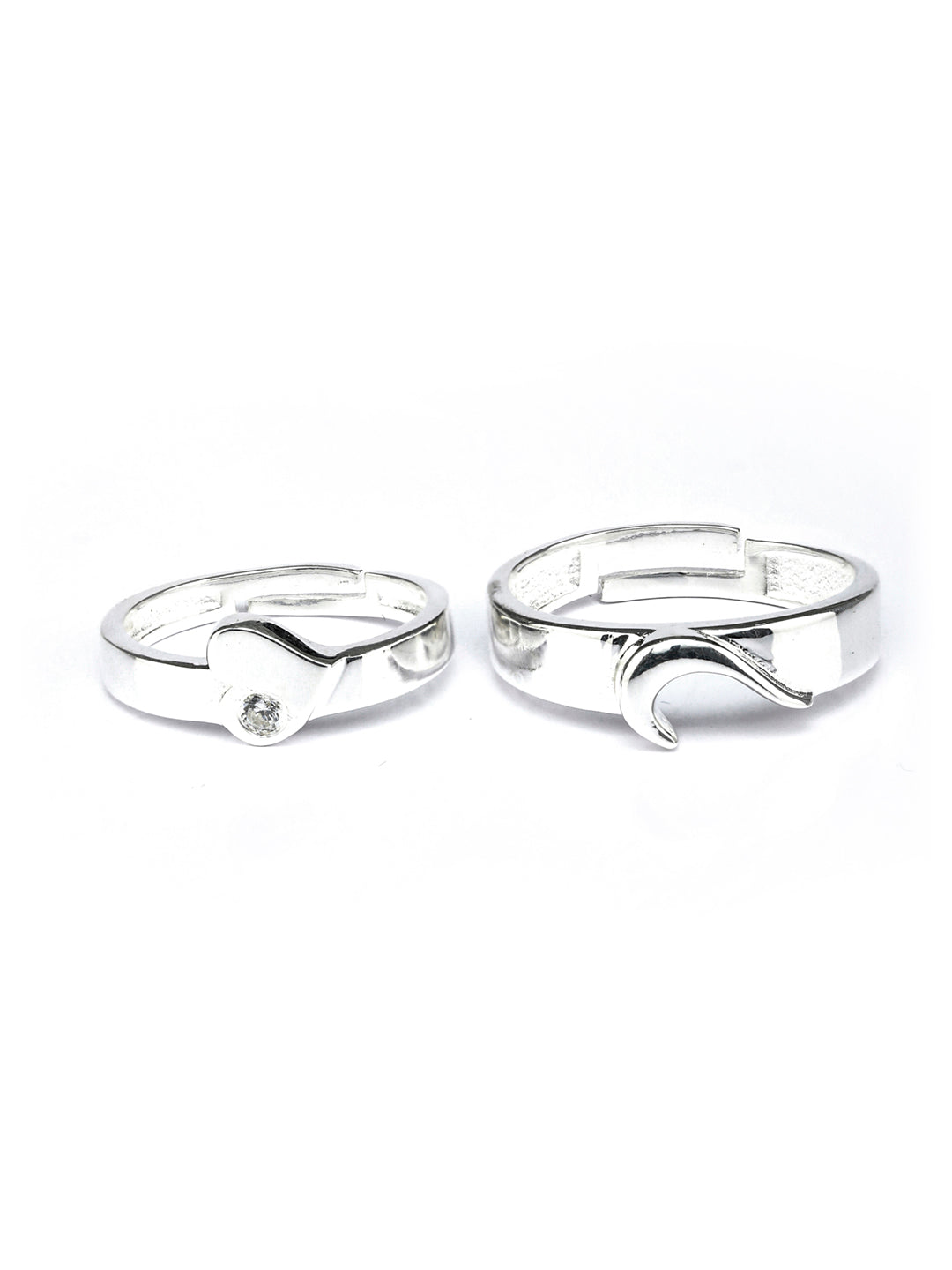 Priyaasi Women His & Her Heart Sterling Silver Couple Rings - Distacart