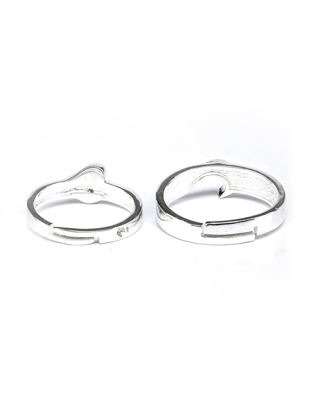 Priyaasi Women His & Her Heart Sterling Silver Couple Rings - Distacart