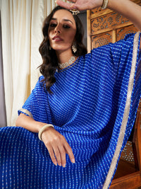 Thumbnail for Lyush Women Blue Lehariya Kaftan With Slip - Distacart