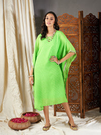 Thumbnail for Lyush Women Green Lehariya Kaftan With Slip - Distacart