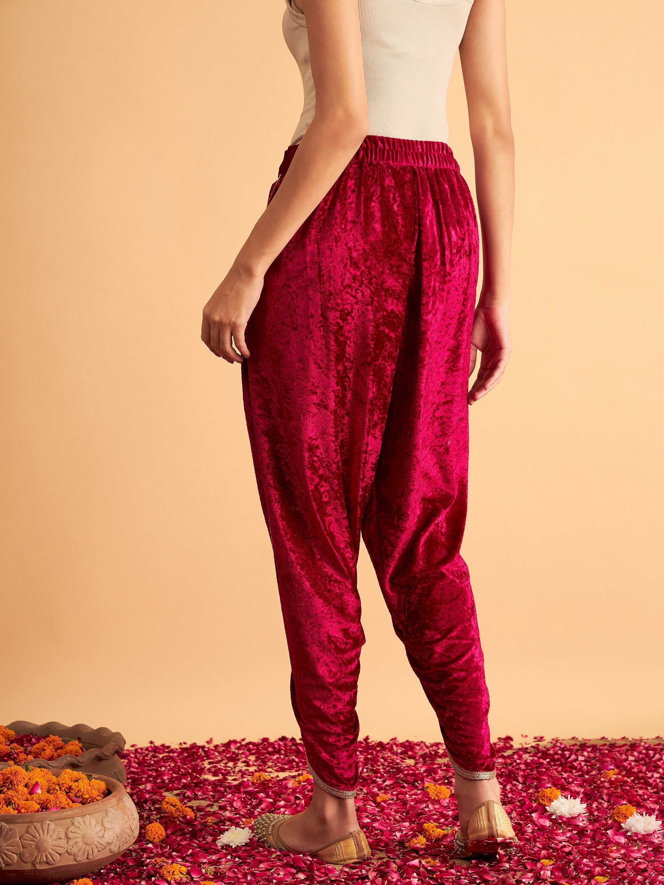 Buy Present Indian Women Dhoti Pants Pleated Harem Patiala Style for Women  India Clothing Free Size (28 Till 34) Printed Dhoti Red Color at Amazon.in