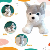 Thumbnail for Webby Plush Husky Dog Stuffed Animal Puppy Soft Toy-Grey - Distacart