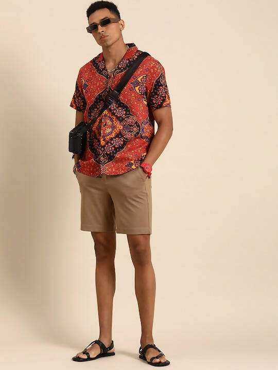 Red Relaxed Floral Opaque Printed Casual Resort Shirt - Mahotsav - Distacart