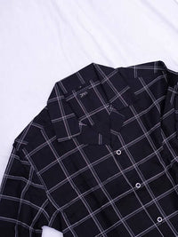 Thumbnail for Diva Globe Cotton Black Checkard Lapel Collar Shirt - Distacart