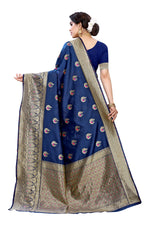 Thumbnail for Vamika Blue Weaving Banarasi Jacquard Saree - Distacart