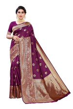 Thumbnail for Vamika Purple Weaving Banarasi Jacquard Saree - Distacart