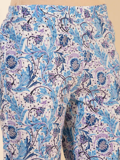 Janasya Women's White Cotton Floral Printed Casual Wrap Style Co-ords - Distacart