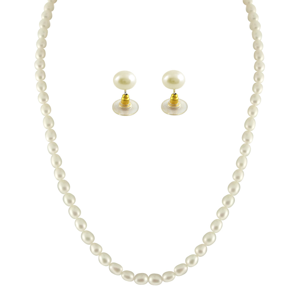 J Pearls 1 Line Oval Pearl Necklace - Real Pearl Jewelry - Distacart