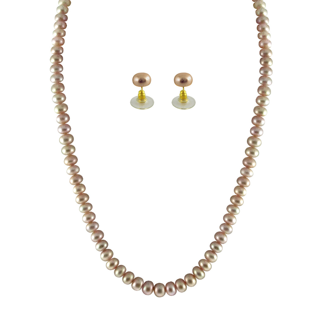 J Pearls Single Line Pink Pearl Set - Real Pearl Jewelry - Distacart