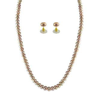J Pearls Single Line Pink Pearl Set - Real Pearl Jewelry - Distacart