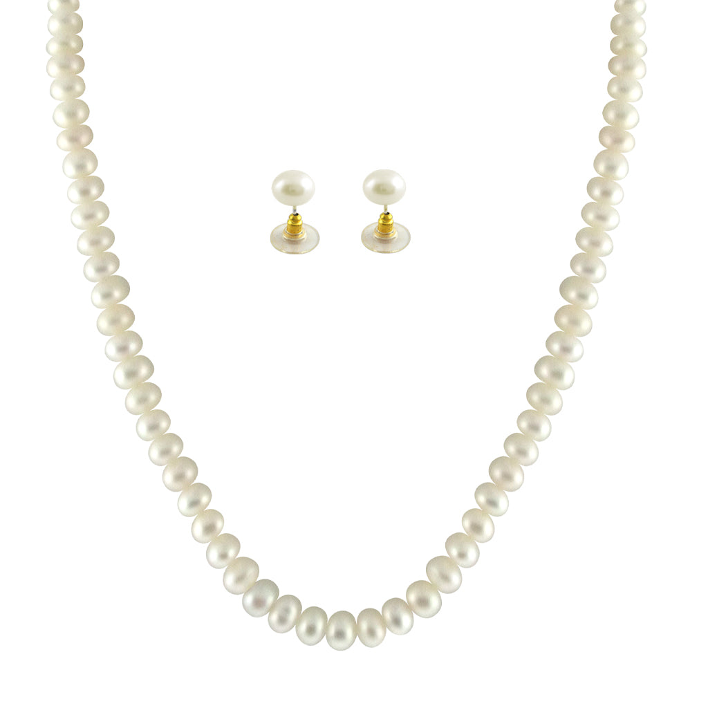 J Pearls Button White Pearl Set - Real Pearl Jewelry - Distacart