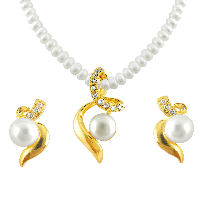 J Pearls Aabha Pearl Pendent Set - Real Pearl Jewelry - Distacart