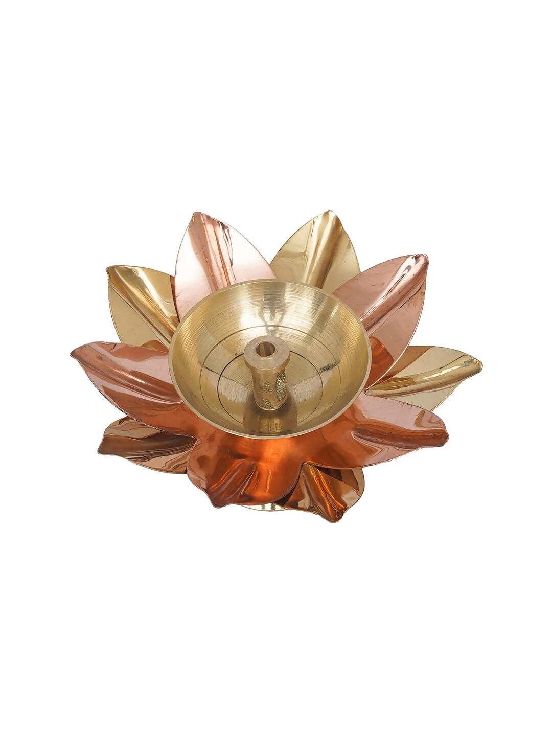 eCraftIndia Gold Toned Lotus Flower Shaped Decorative Brass Diya - Distacart
