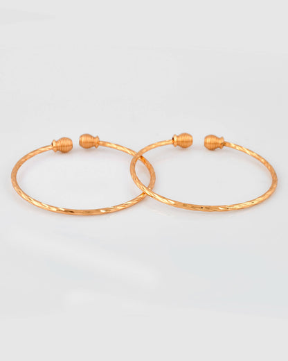 VOJ Stainless Steel Gold-plated Bangle Set (Pack of 2) - Distacart