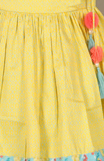 Thumbnail for Lil Drama Folklore Girls Yellow Kurta With Dhoti Set - Distacart