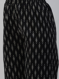 Thumbnail for NOZ2TOZ Women's Black Cotton Printed A- Line Kurta with Palazzo and Cotton Dupatta - Distacart