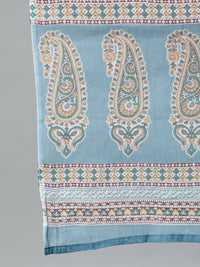 Thumbnail for NOZ2TOZ Women Blue Pure Cotton Floral Printed Regular Kurta With Trousers & Dupatta - Distacart