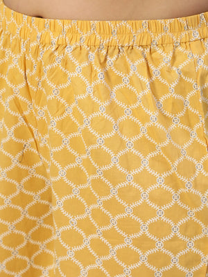 NOZ2TOZ Women Yellow & Glitter Printed Straight Kurta With Plazo & Dupatta - Distacart