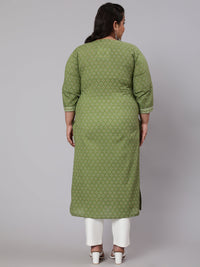 Thumbnail for NOZ2TOZ Women Plus Size Green Printed straight Kurta - Distacart