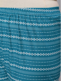 Thumbnail for NOZ2TOZ Women Plus Size Blue Printed Straight Kurta With Palazo & Dupatta - Distacart