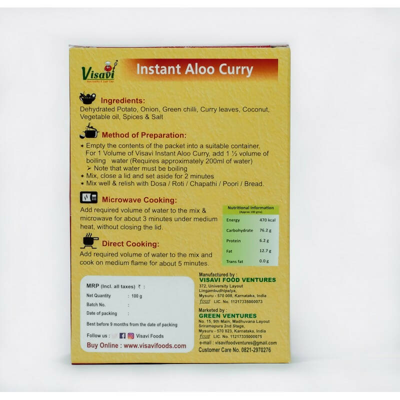 Visavi Instant Aloo Curry (Palya) - Distacart