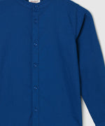 Thumbnail for Manet Boys Mandarin Collar Full Sleeves Solid Shirt -Blue - Distacart