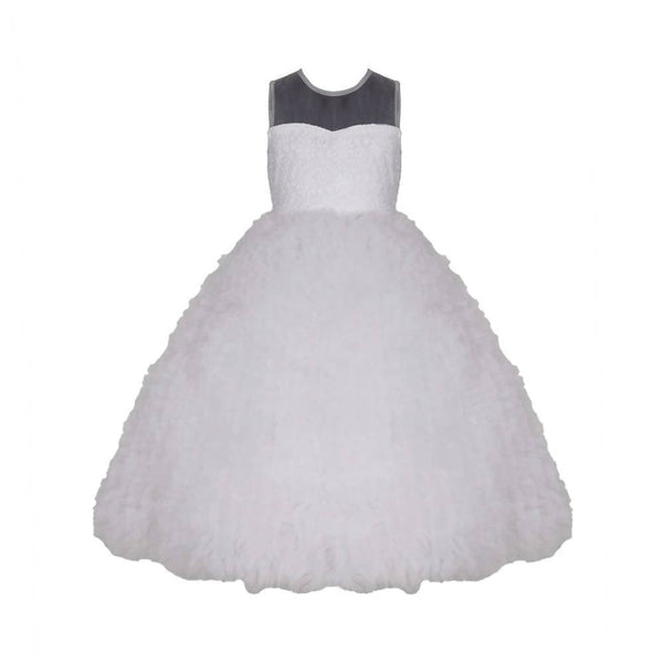 Asmaani Baby Girl's White Color Satin A-Line Maxi Full Length Dress (AS-DRESS_22009) - Distacart