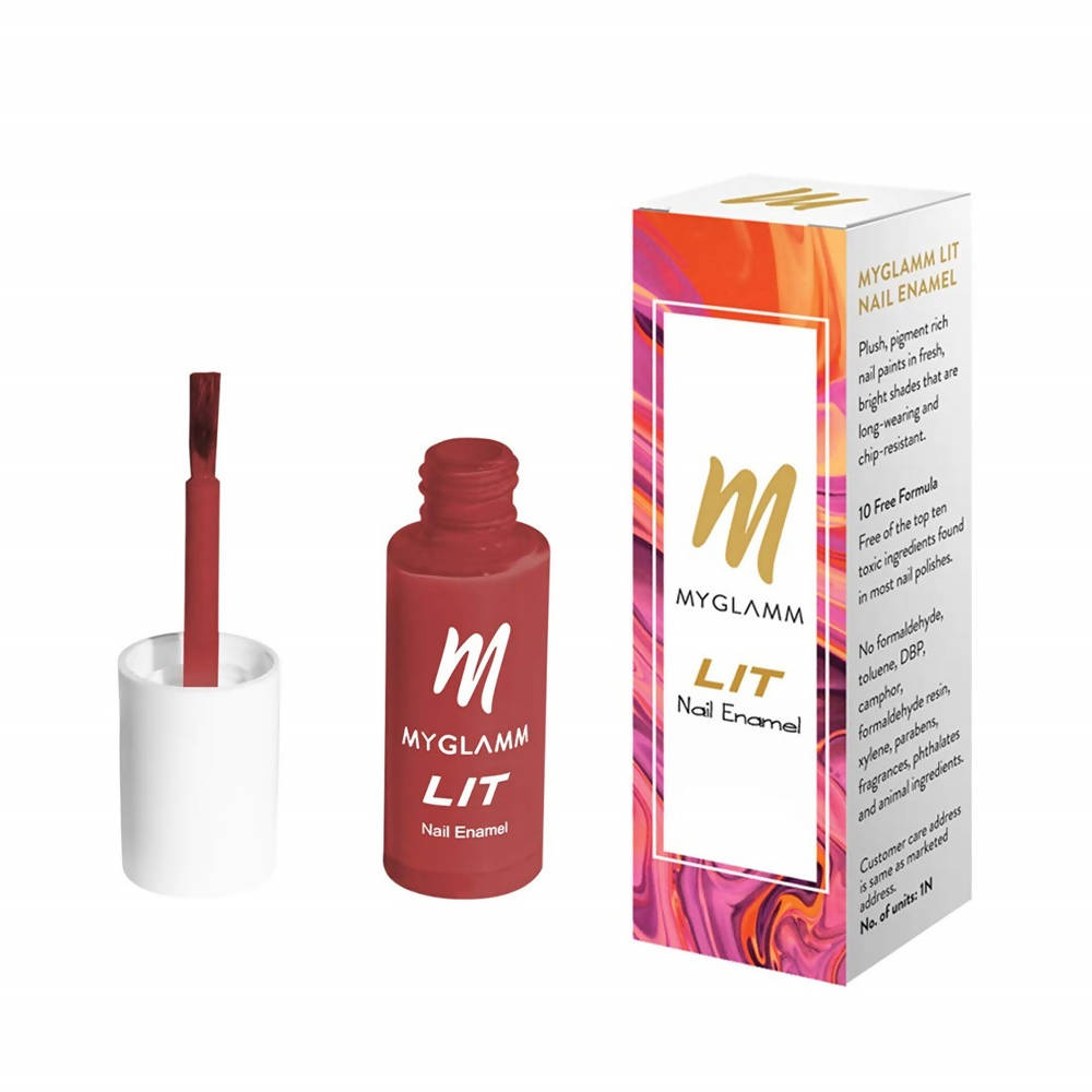 Myglamm LIT Nail Enamel - Rad - Crimson Red Shade (7 Ml) - Distacart