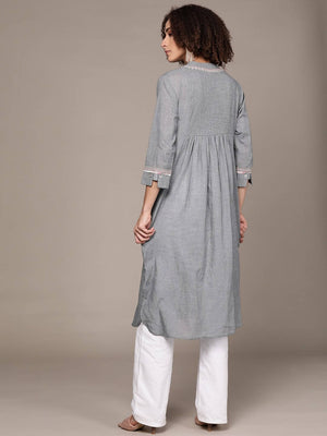 Ritu Kumar Women Grey Yoke Design Kurta - Distacart