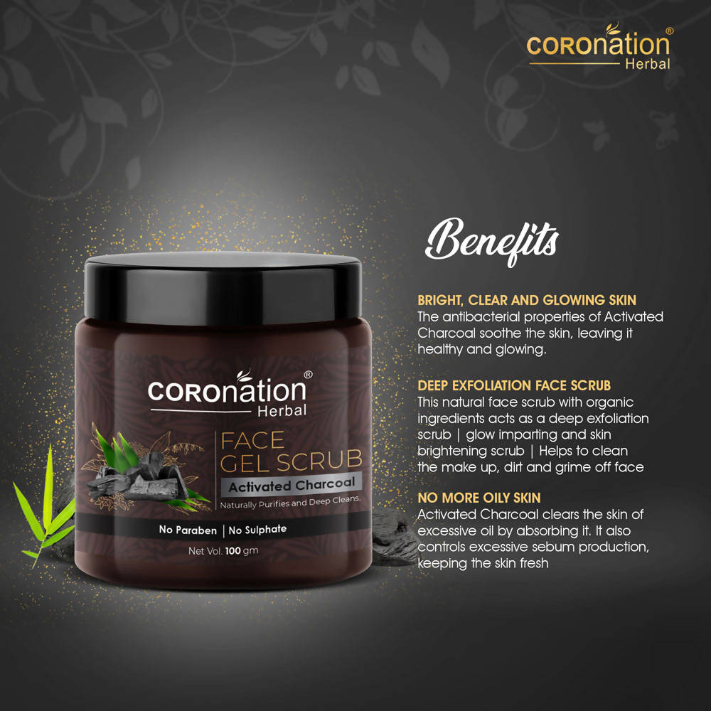 Coronation Herbal Activated Charcoal Face Gel Scrub - Distacart