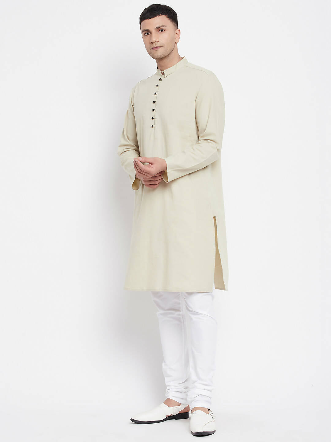 Even Apparels Pure Cotton Men's Kurta in Green Color With Band Collar - Distacart