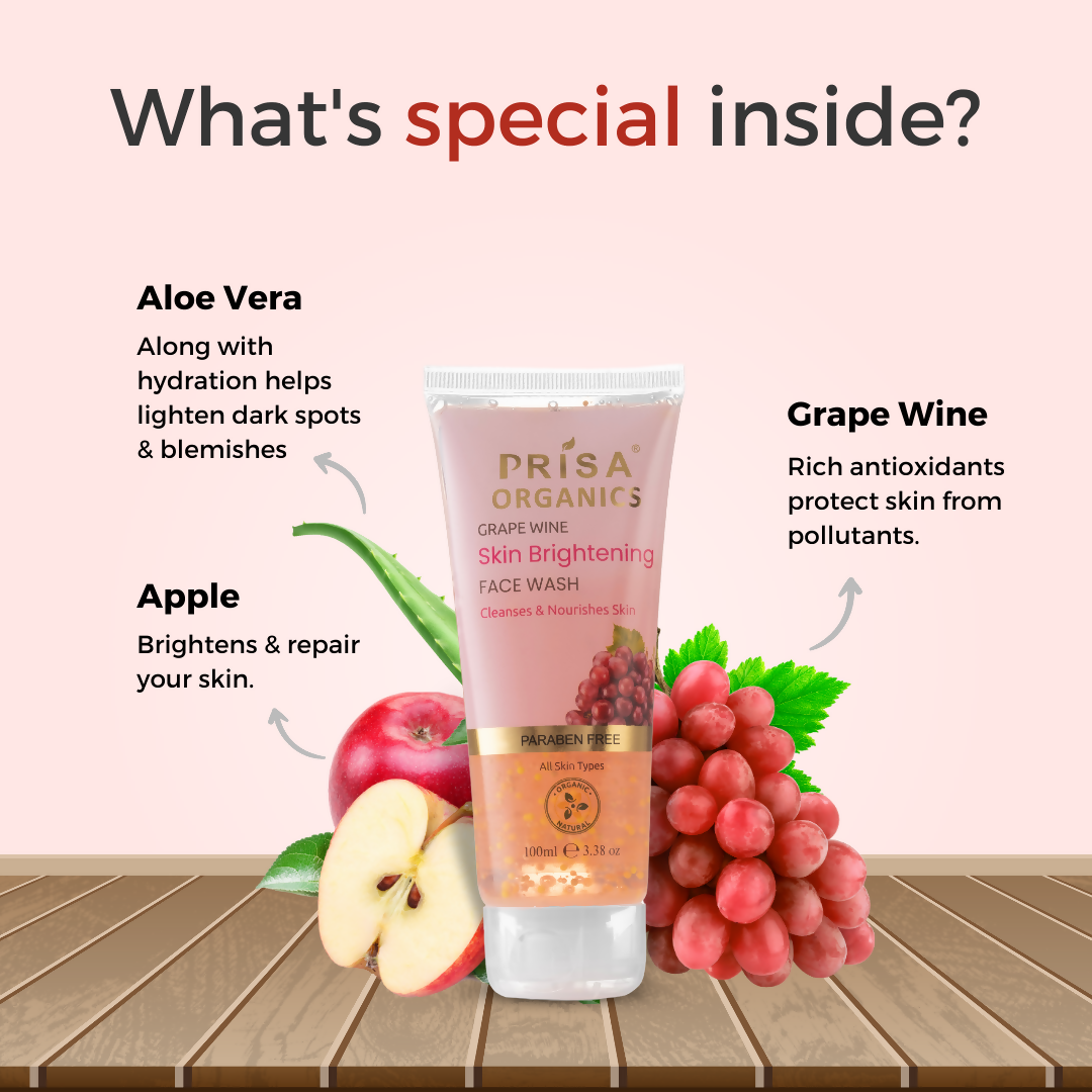 Prisa Organics Grape Wine Skin Brightening Face Wash - Distacart