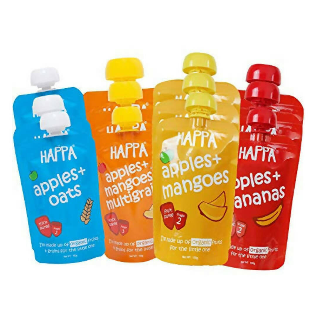 Happa Organic Food, Fruit & Multigrain Puree Combo - Distacart