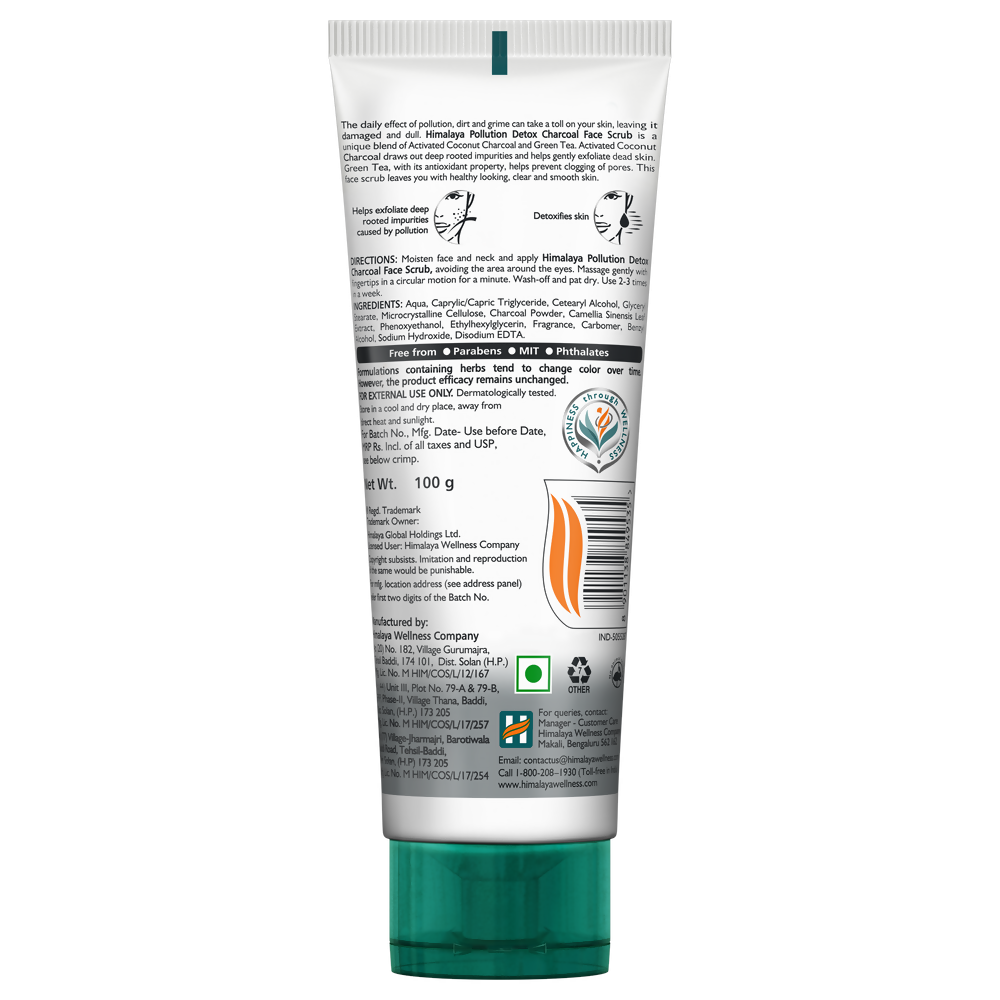 Himalaya Herbals Pollution Detox Charcoal Face Scrub - Distacart