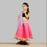 Thumbnail for Pink Cow Fashions Black & Pink Ghagra Choli With Dupatta - Distacart