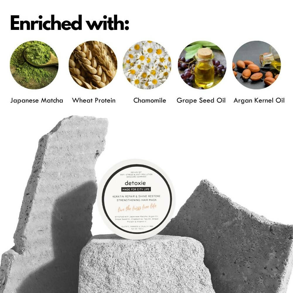 Detoxie Keratin Repair & Shine Restore Strengthening Hair Mask - Distacart