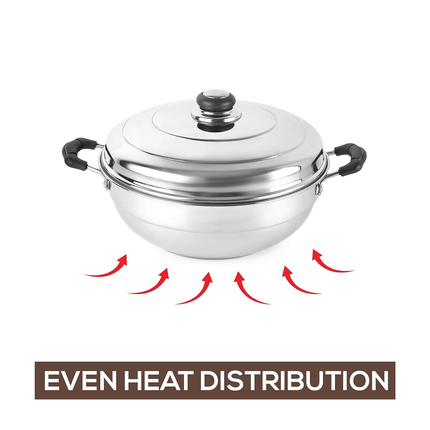 Cello Stainless Steel Induction Base Idli Cooker (Idly Maker) And Multi Kadhai With 6 Plates - Distacart