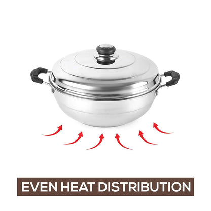 Cello Stainless Steel Induction Base Idli Cooker (Idly Maker) And Multi Kadhai With 6 Plates - Distacart