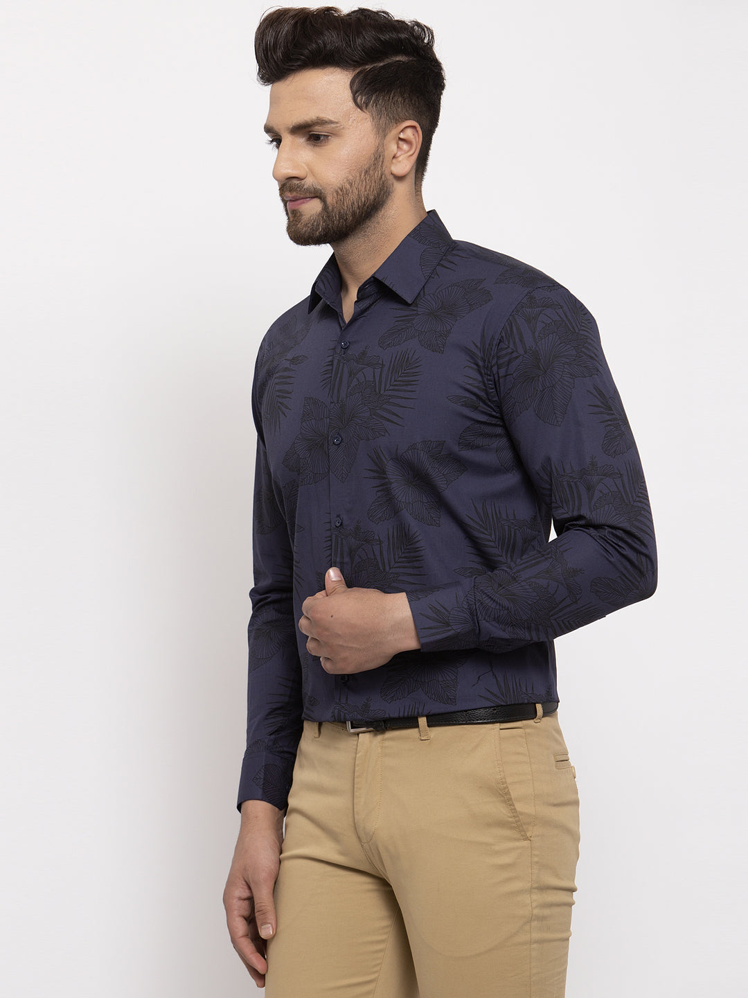 Jainish Navy Men's Cotton Printed Formal Shirt's ( SF 775Navy ) - Distacart
