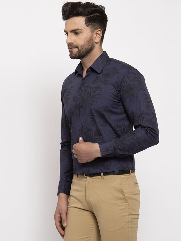 Jainish Navy Men's Cotton Printed Formal Shirt's ( SF 775Navy ) - Distacart