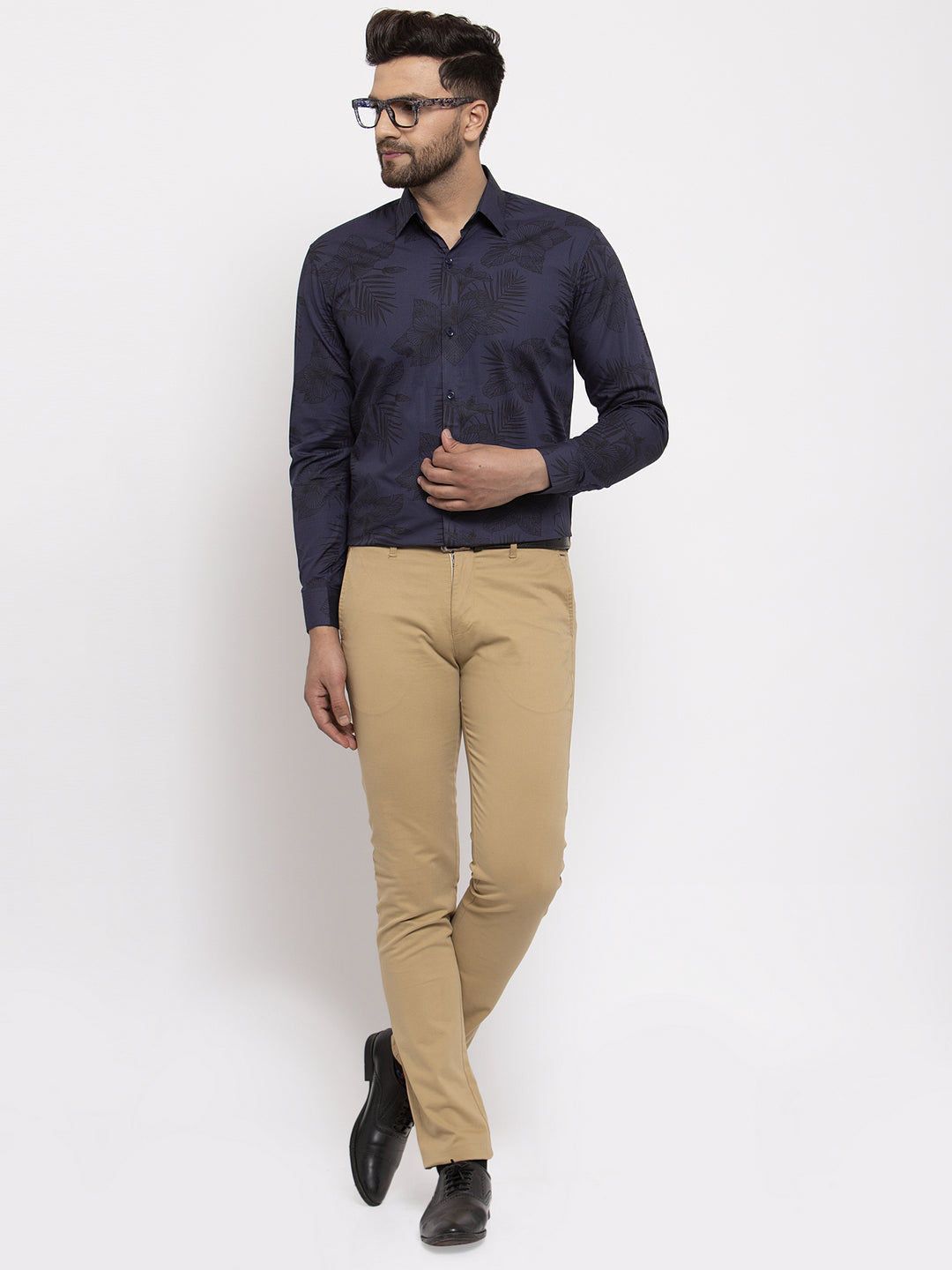 Jainish Navy Men's Cotton Printed Formal Shirt's ( SF 775Navy ) - Distacart