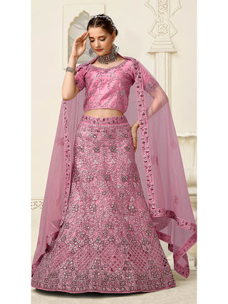 Myra Lilac Net Heavy Embroidered Lehenga Choli - Distacart
