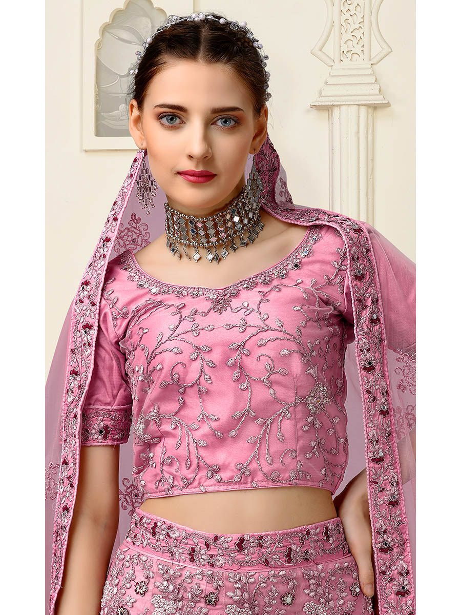 Myra Lilac Net Heavy Embroidered Lehenga Choli - Distacart