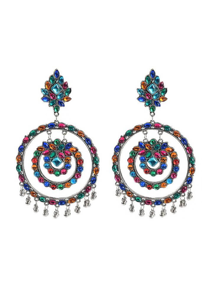 Tehzeeb Creations Multi Colour Kundan Earrings
